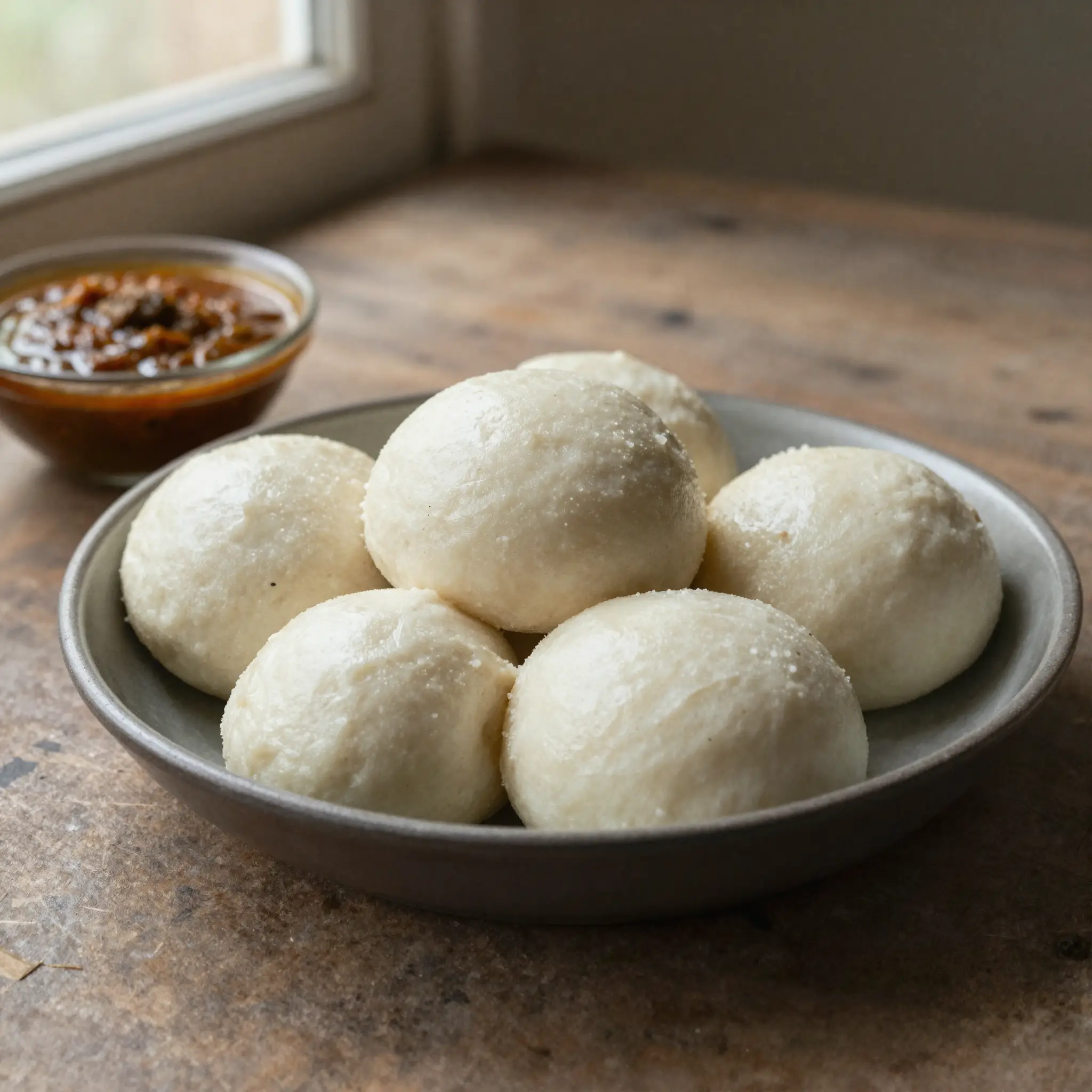 Banku (Ghanaian fermented maize + cassava dough, cooked to a smooth paste)