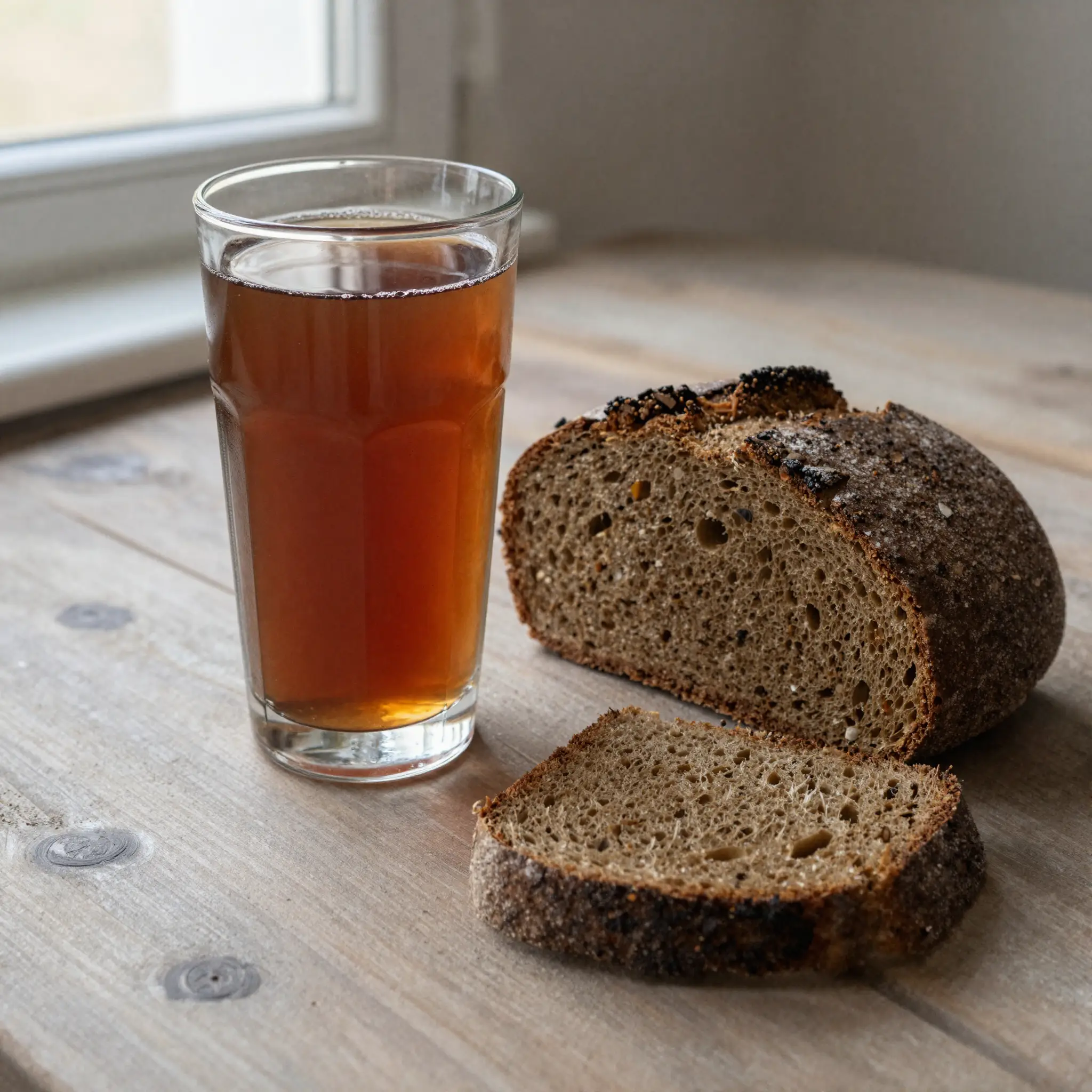 Kvass (East European fermented rye-bread beverage)