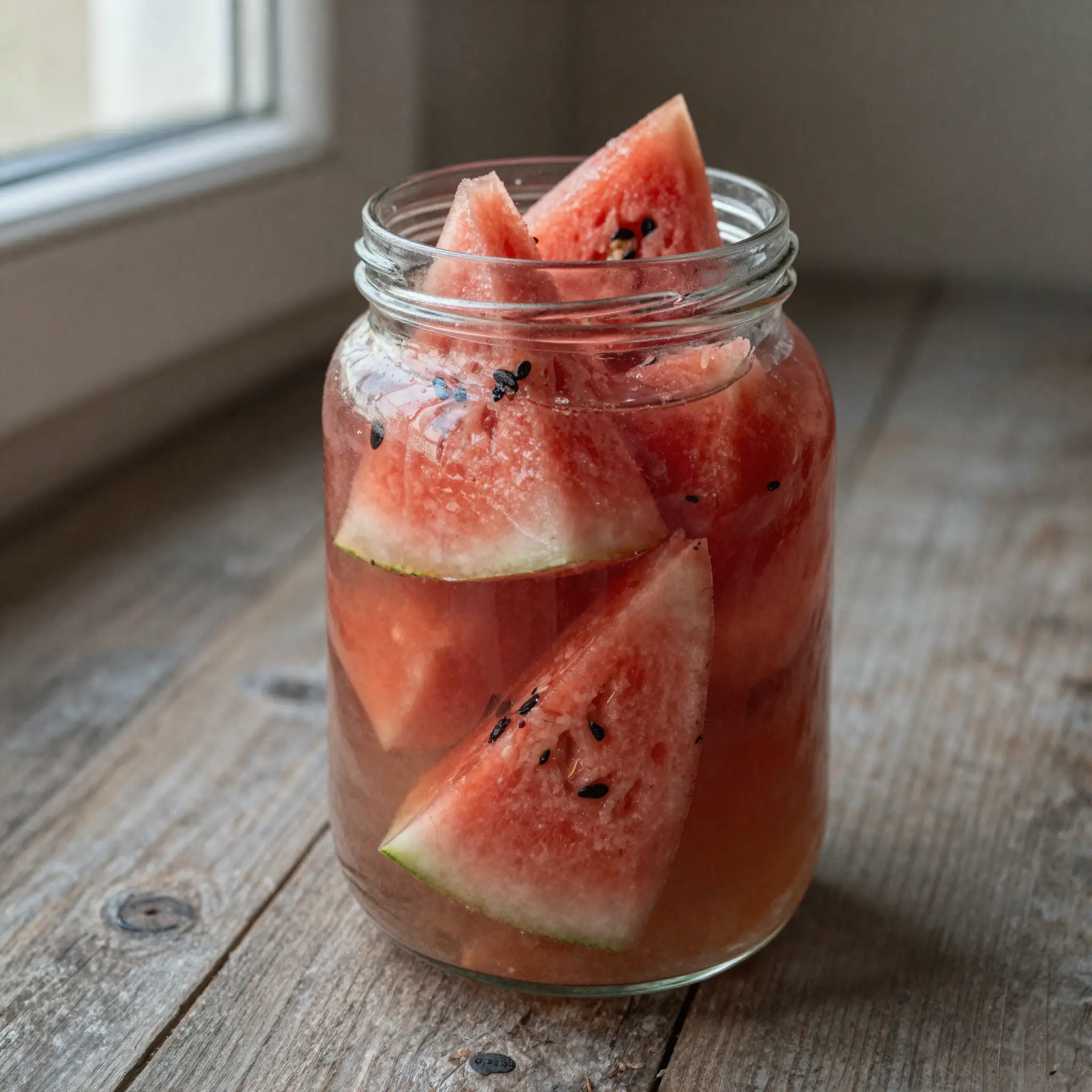 Solyonye arbuzy (Russian/Ukrainian brine-fermented watermelon)