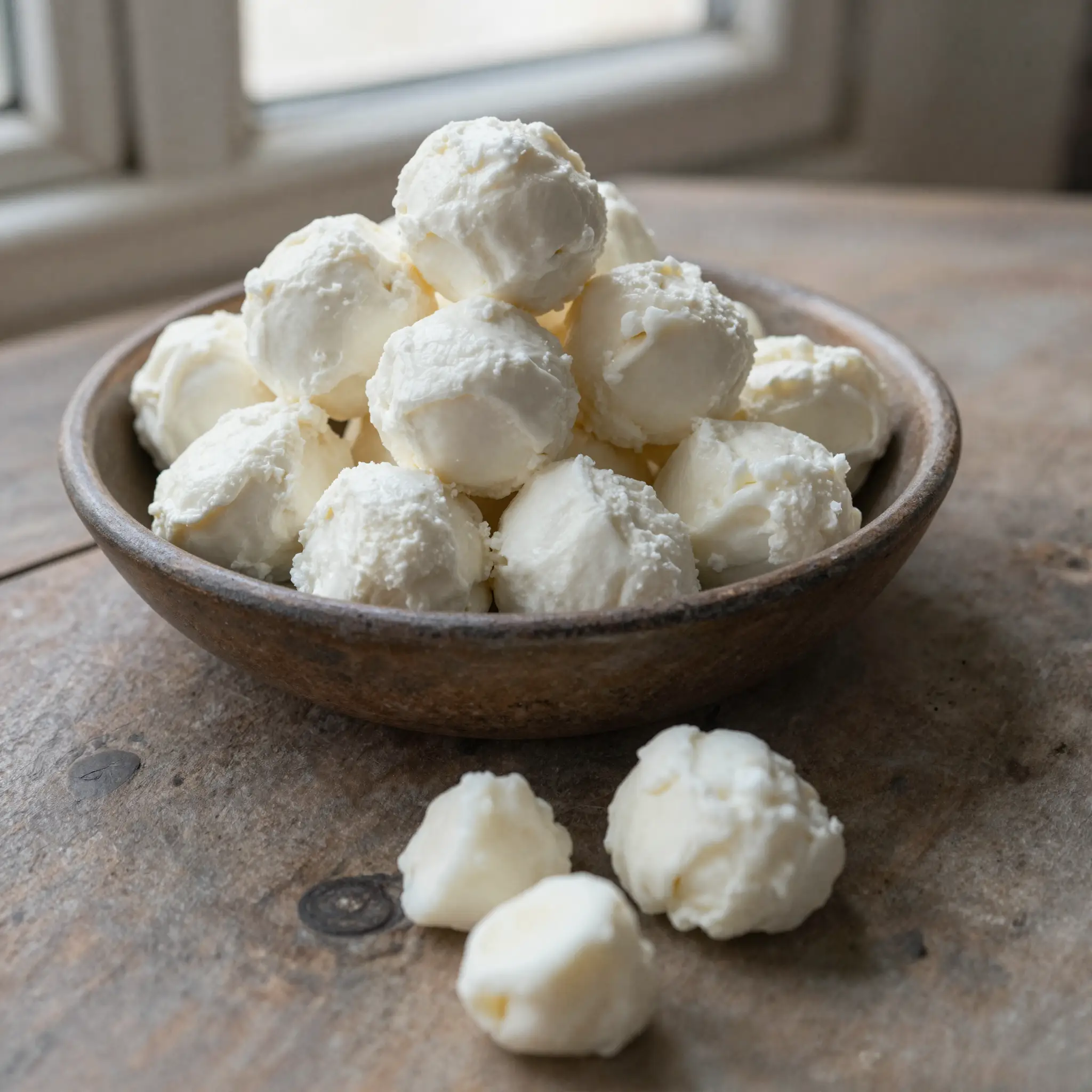Suzma / Qurut (zentralasiatische abgetropfte und getrocknete Joghurtkugeln)